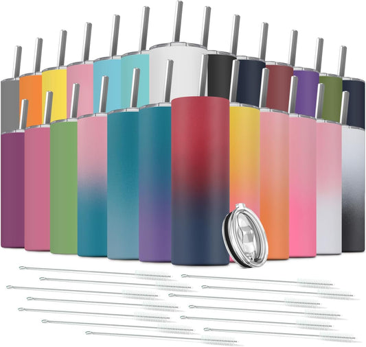 Tumbler with Straw and Lid, Insulated Coffee Travel Mug Tumbler 20 oz Stainless Steel Double Wall Reusable for Iced Drink, Women and Men Gift, Home Office, Outdoor