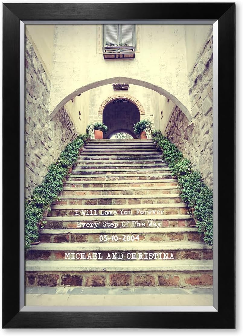 IPIC - Love You Every Step, Personalized Canvas Wall Art with Names and Date on for Home Decor, Customized Gift for Anniversary,Wedding,Birthday and Holidays.
