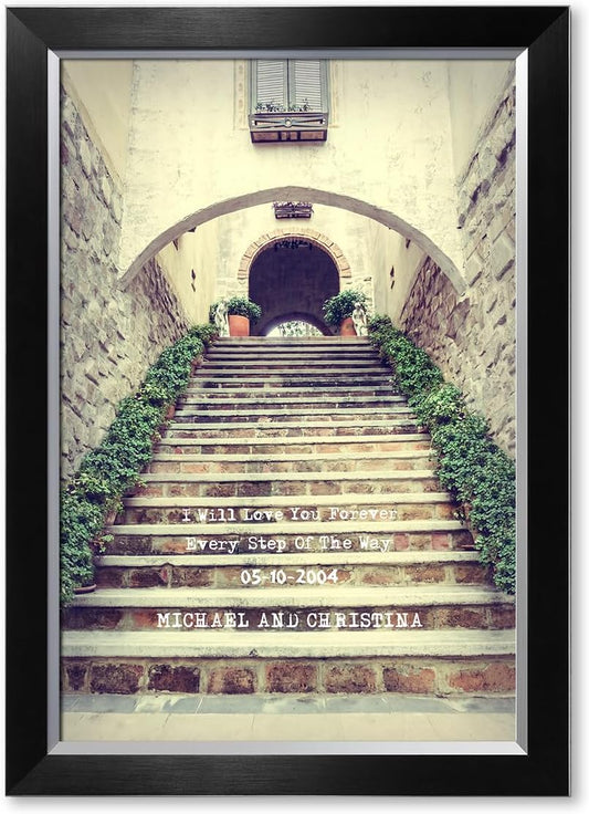 IPIC - Love You Every Step, Personalized Canvas Wall Art with Names and Date on for Home Decor, Customized Gift for Anniversary,Wedding,Birthday and Holidays.