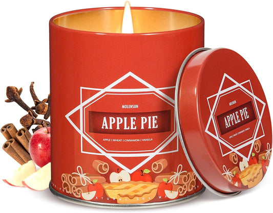 Fall Scented Candle – Apple Pie Soy Candle 9oz, 50 Hour Burn, Non-Toxic Autumn Decor, Holiday Gift for Women & Men