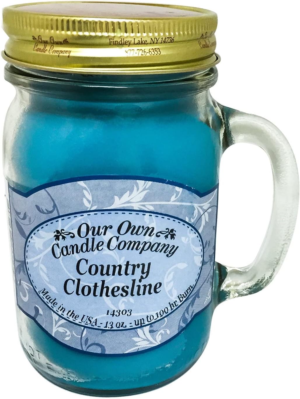 Our Own Candle Company, Clothesline Scented Mason Jar Candle, 100 Hour Burn Time, Made in The USA - 13 Ounces