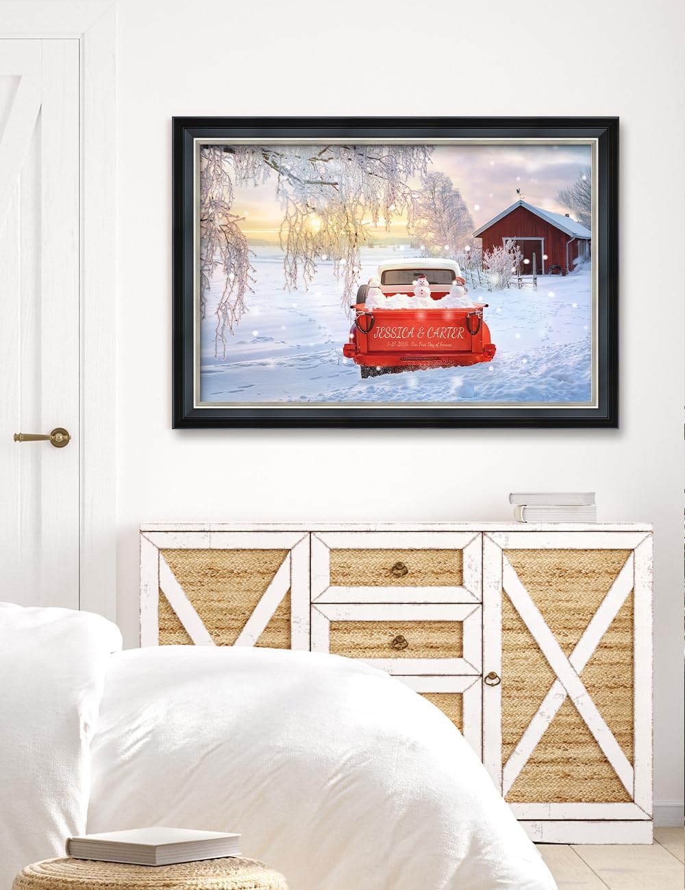 IPIC - Timeless Love Through the Seasons, Winter, Personalized Canvas Wall Art with Names, Custom Gift for Couples, Romantic Anniversary or Wedding Present for Bedroom or Living Room Decor