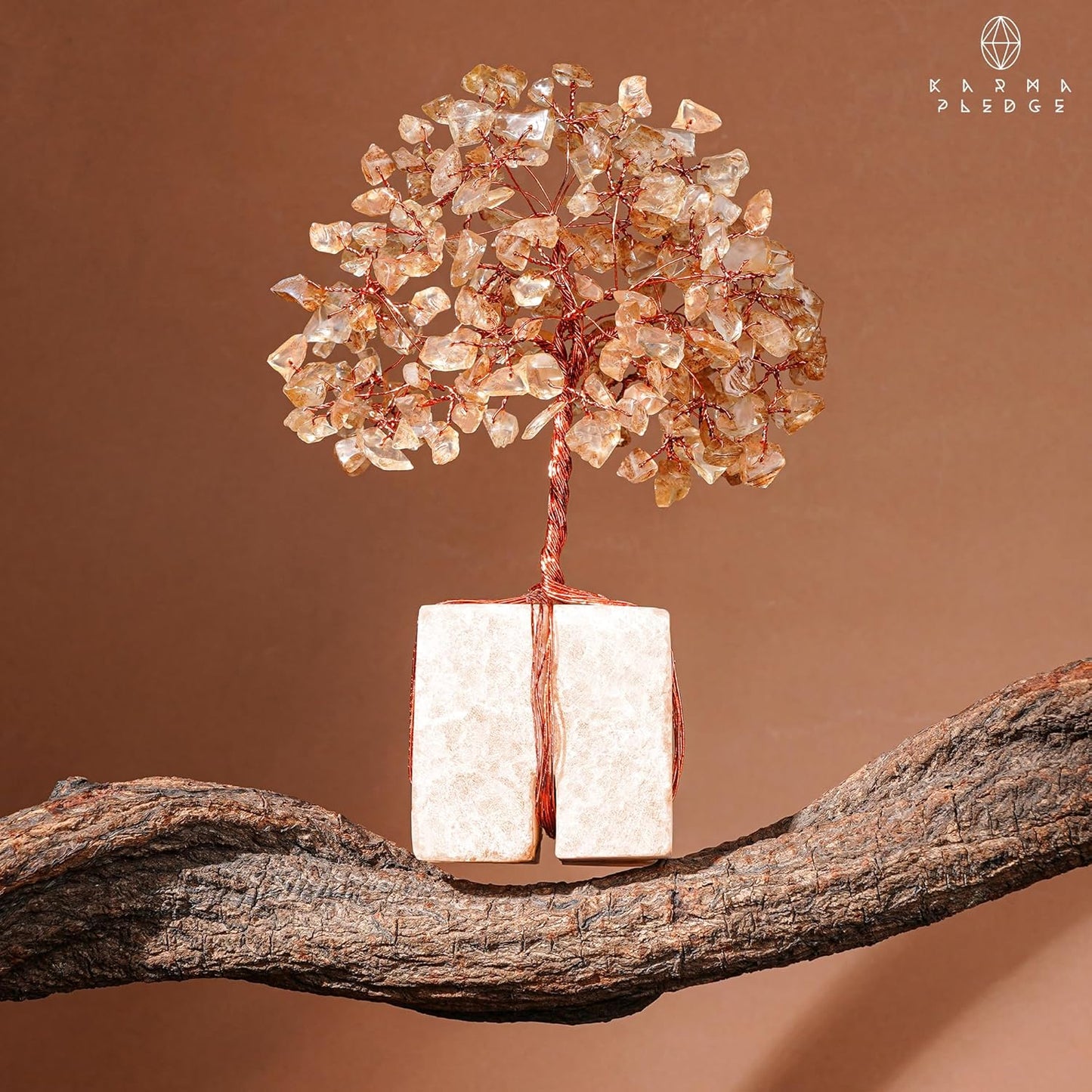 Crystal Tree for Birthday Gifts for Women, Handmade Raw Crystal Base Citrine Chakra Healing Crystal Tree of Life for Positive Energy, Money, Good Luck, Christmas Décor, Home and Office Decor