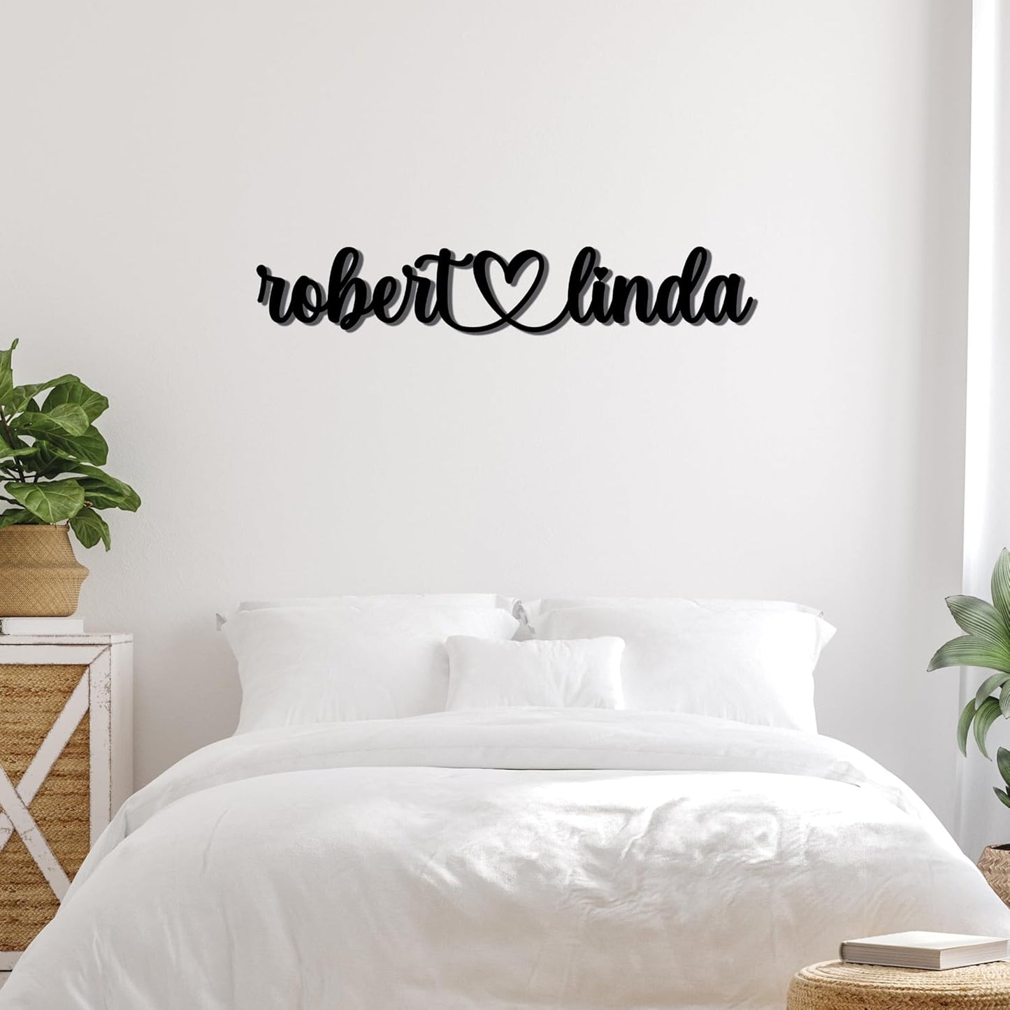 Custom Metal Heart Couples Sign, Custom Metal Sign, Couples Gift, Names with Heart, Names Above Bed, Personalized Names Metal Wall Sign, Custom Love Wall Art, Wedding & Newlywed Gift, Cursive Font Art