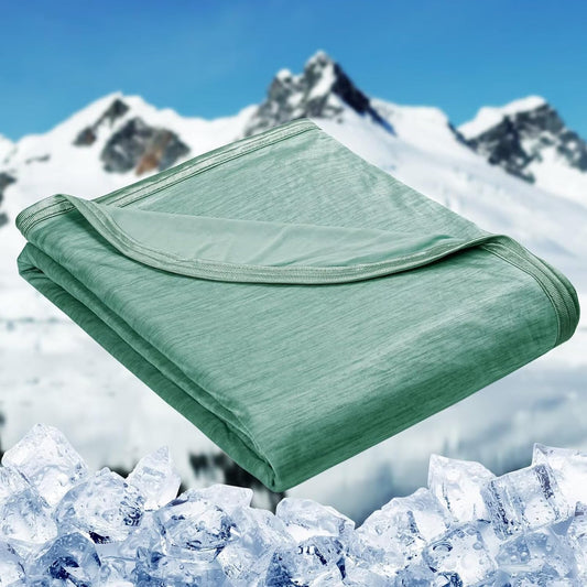HOMFINE Cooling Blankets for Hot Sleepers - Summer Blanket Thin Lightweight Breathable Soft Double Side Enhanced Cooling for Bed Couch Sofa, Keep Cool for Night Sweats (Green, 90 x 90 inches)