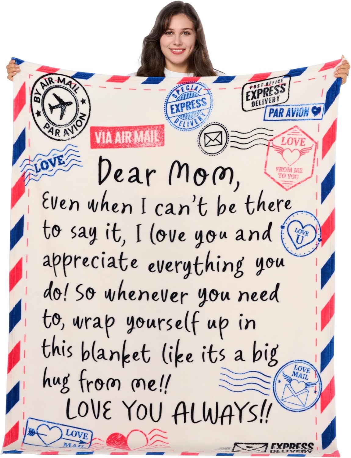 Joiedomi Birthday Gifts for Mom Soft Flannel Mom Blanket for Women Wife Grandma Mothers Day Anniversary Present from Daughter Son 50" x 60" Ivory White