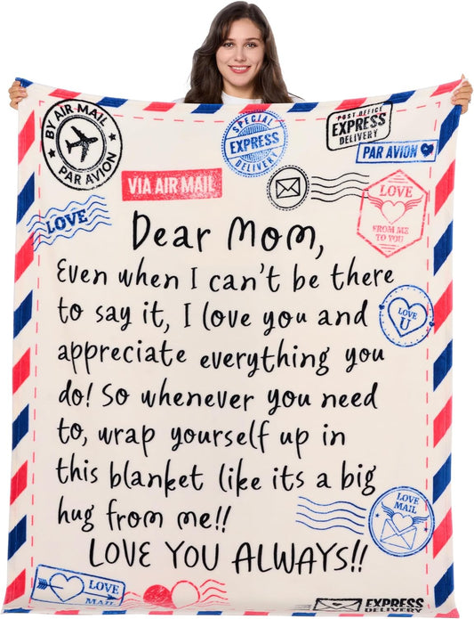 Joiedomi Birthday Gifts for Mom Soft Flannel Mom Blanket for Women Wife Grandma Mothers Day Anniversary Present from Daughter Son 50" x 60" Ivory White