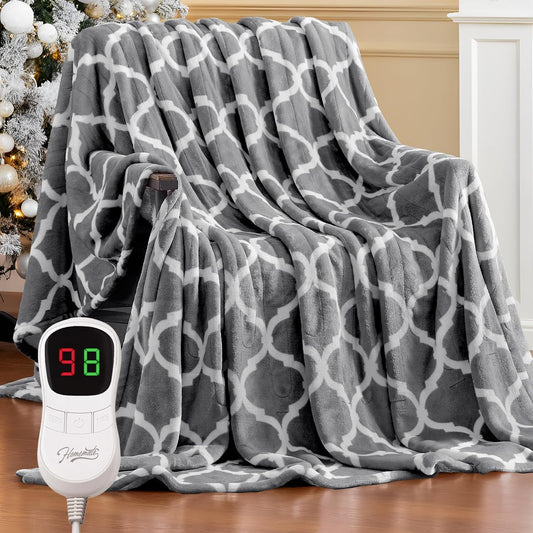 Homemate Heated Blanket Electric Full Size - 72“x84“ Heating Blanket with 10 Fast Heat Levels 8 Hours Auto Off Ultra Soft Cozy Flannel Over-Heated Protection ETL Certification Keep Warming in Home