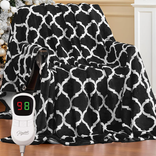 Homemate Heated Blanket Electric Queen Size - 84“x90“ Heating Blanket with 10 Fast Heat Levels 8 Hours Auto Off Ultra Soft Cozy Flannel Over-Heated Protection ETL Certification Keep Warming in Home