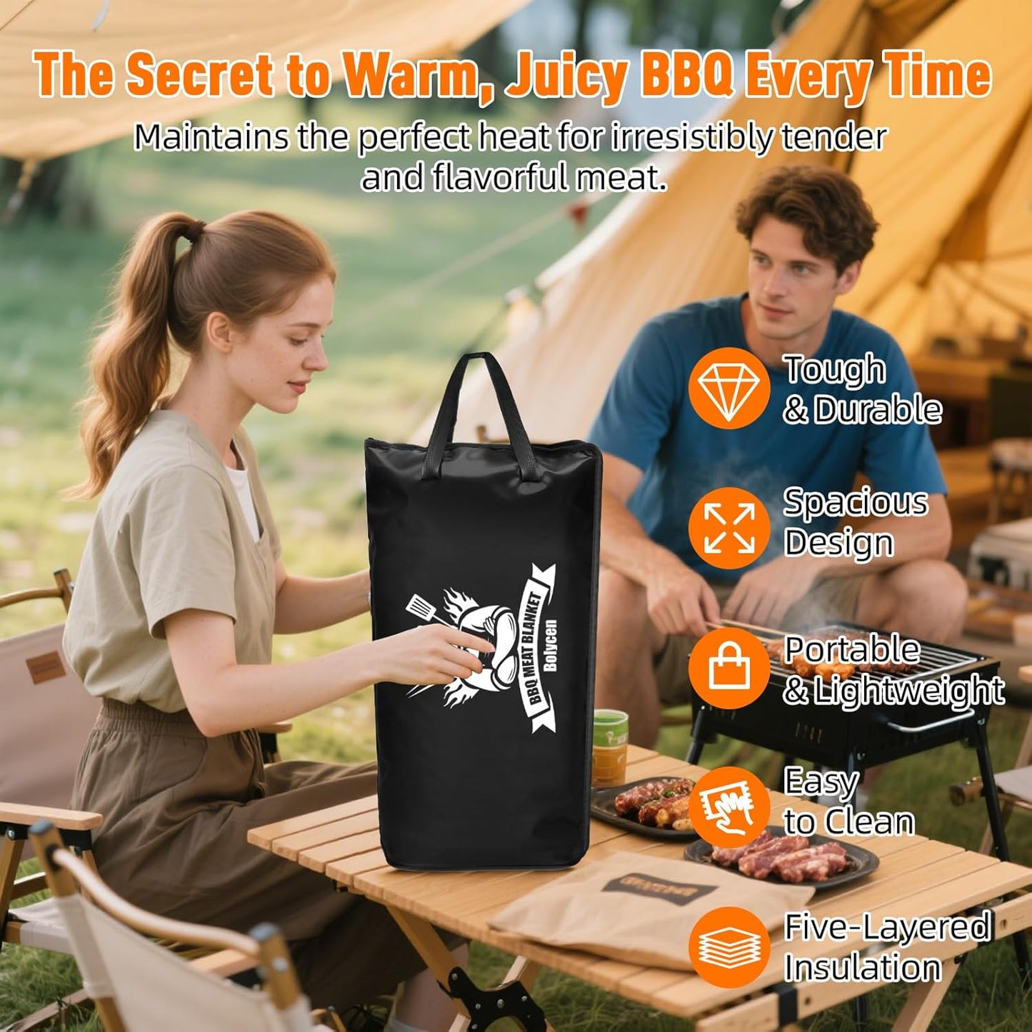 Upgraded BBQ Blanket for Resting Meat,Smoker Accessories Brisket Blanket, Insulated Meat Resting Bag with Wide Mouth for Steaks/Pork Shoulders/Turkeys, BBQ Accessories Grilling Gifts for Men (23inch)