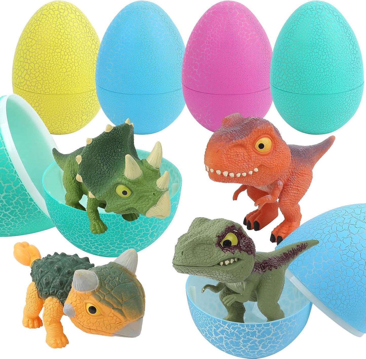 5.12" Dinosaur Egg Toy 4Pack, Exquisitely Carved Dinosaur Figures, Easter Eggs, Suitable for Boys and Girls