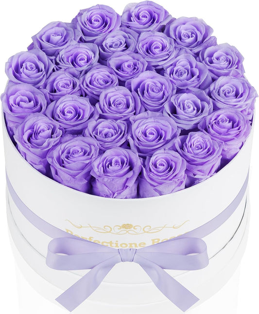 Perfectione Roses 27 Roses in a Box, Mothers Day Rose, Preserved Flowers for Her, Flowers for Delivery Birthday Gifts for Women (Light Purple)