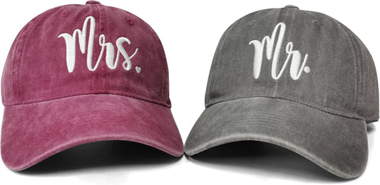 Hepandy Mr Mrs Mom Dad Captain First Mate Mama and Mini Baseball Hats