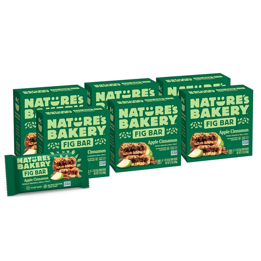 Nature’s Bakery Whole Wheat Fig Bars, Apple Cinnamon, Real Fruit, Vegan, Non-GMO, Snack bar, 6 Count (Pack of 6)