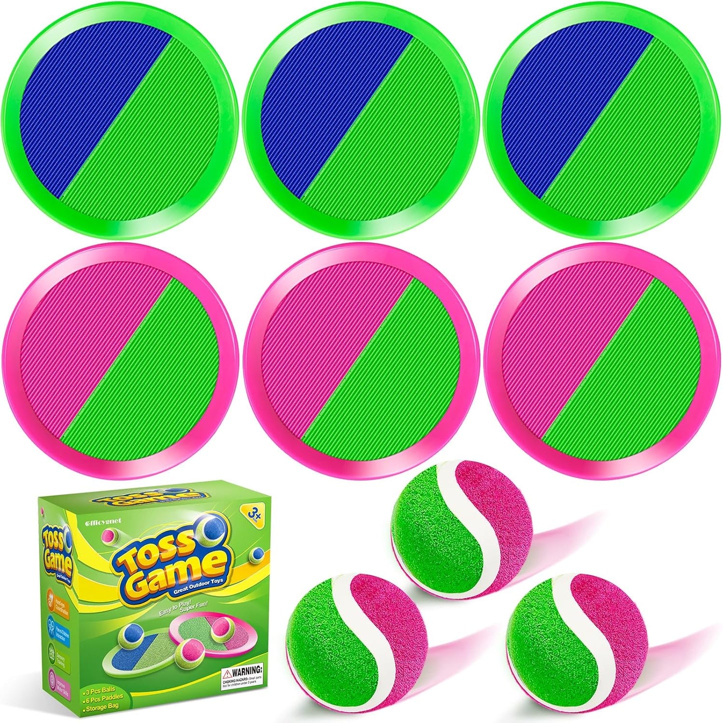 Outdoor Toys for Kids Ages 3-5, 4-8, 8-12 - Ball Catch Game for 3 4 5 6 7 8 -12 Year Old Boys Girls, Outside Toss Game Set for Beach, Pool, Yard - Toddlers Birthday Gifts Easter Basket Stuffers(6Pcs)