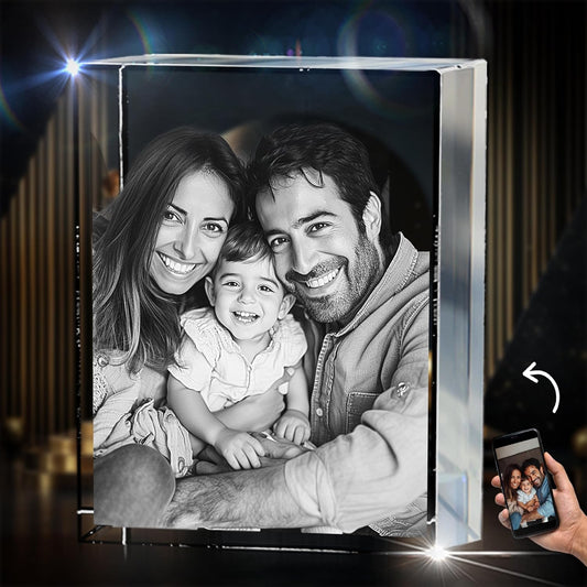CAPTUR3D 3D Crystal Photo, Personalized Memorial Gifts for Mom, Dad, Wife, Men, Loved One, Rectangle 3D Laser Etched Crystal, Cube Custom Glass Picture, Birthday Anniversary Sympathy Gift