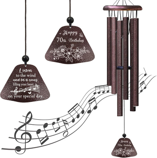 70th Birthday Gifts for Women/Men, 70th Birthday Decorations 32” Wind Chimes Outside, 70 Year Old/1955 Bday Gifts for Men/Women