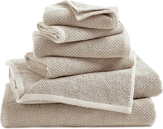Taupe Bath Towels - 100% Cotton 6 Piece Towel Set - 2 Bath Towels, 2 Hand Towels, 2 Washcloths - Absorbent, Quick-Drying, Durable Towels for Bathroom Decor - Low-Twist, Two-Ply Fibers (Silver Cloud)