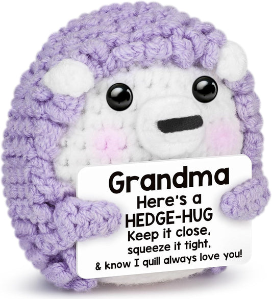 Grandma Birthday Gifts from Granddaughter Grandson Grandkids, I Love You Gifts for Nana Mimi Grammy Abuela Gigi Granny Nanny, Retirement Gifts Ideas for Grandmother, Handmade Crochet Hedgehog Presents