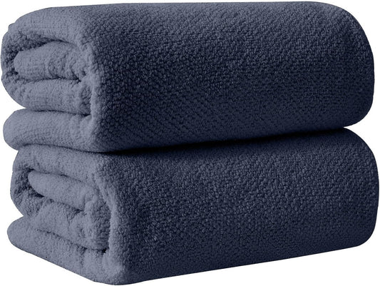 Great Bay Home Stone Blue Bath Sheets - 100% Cotton Oversized 2 Pack 68x35 Extra Large Towel Set - Absorbent, Quick-Drying, Durable Oversized Bath Towel for Bathroom Décor