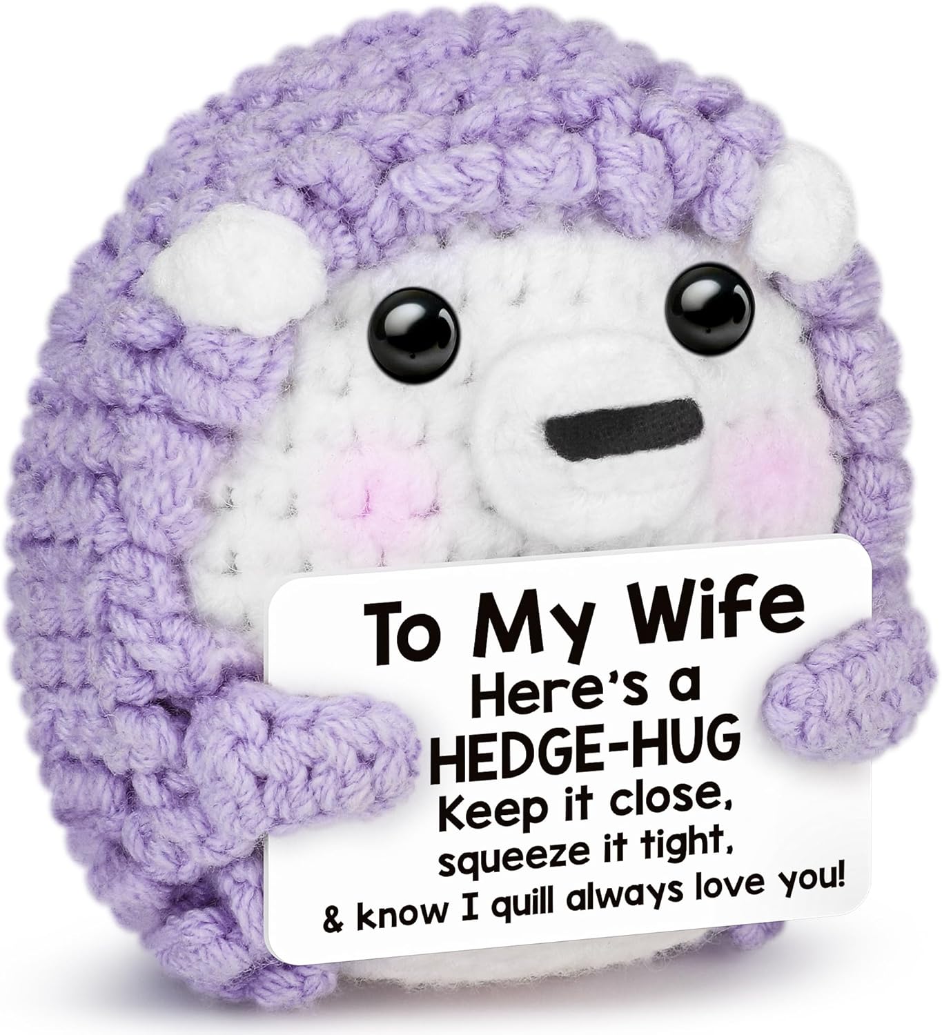 Mini Funny Hedgehog Birthday Gifts for Her Wife from Husband Kids, To My Wife Wifey Romantic Wedding Anniversary Valentines Gifts, I Love You Couple Gift Ideas, Handmade Crochet Animals Desk Decor
