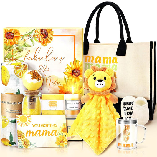 New Mom Gifts & Baby Boy Gift Set for Newborn,12PCS Baby Shower Gifts for Mom to Be,Newborn Baby Gifts,Pregnancy Gifts For Expecting Mom,New Mom Care Package After Baby,Gifts for Women and Baby Boy