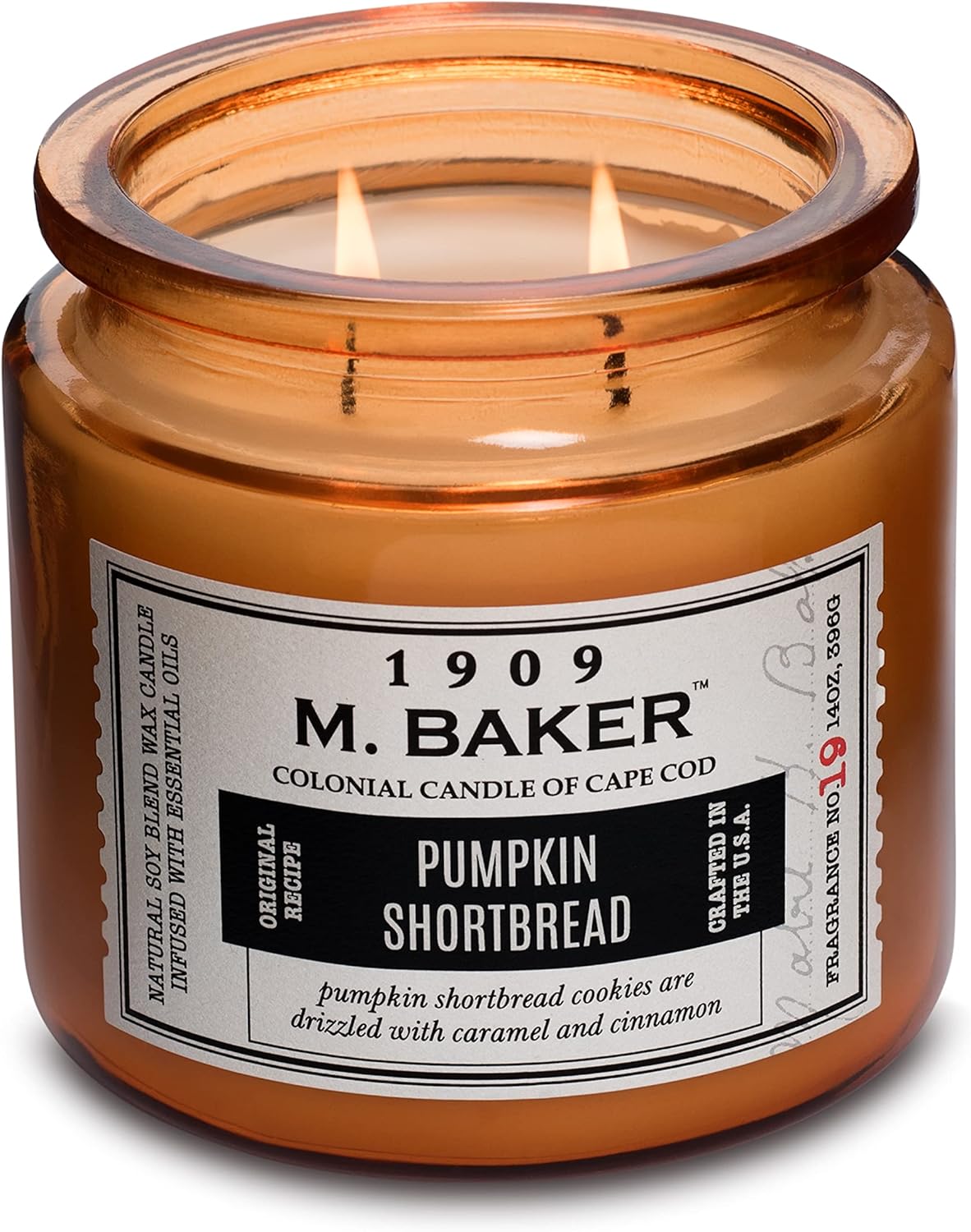 Colonial Candle Pumpkin Shortbread Scented Jar Candle | 2-Wick Natural Soy Blend Wax Candle for Home | Relaxing Aromatherapy Candle Infused with Essential Oils | M. Baker Apothecary Glass Jar Candle