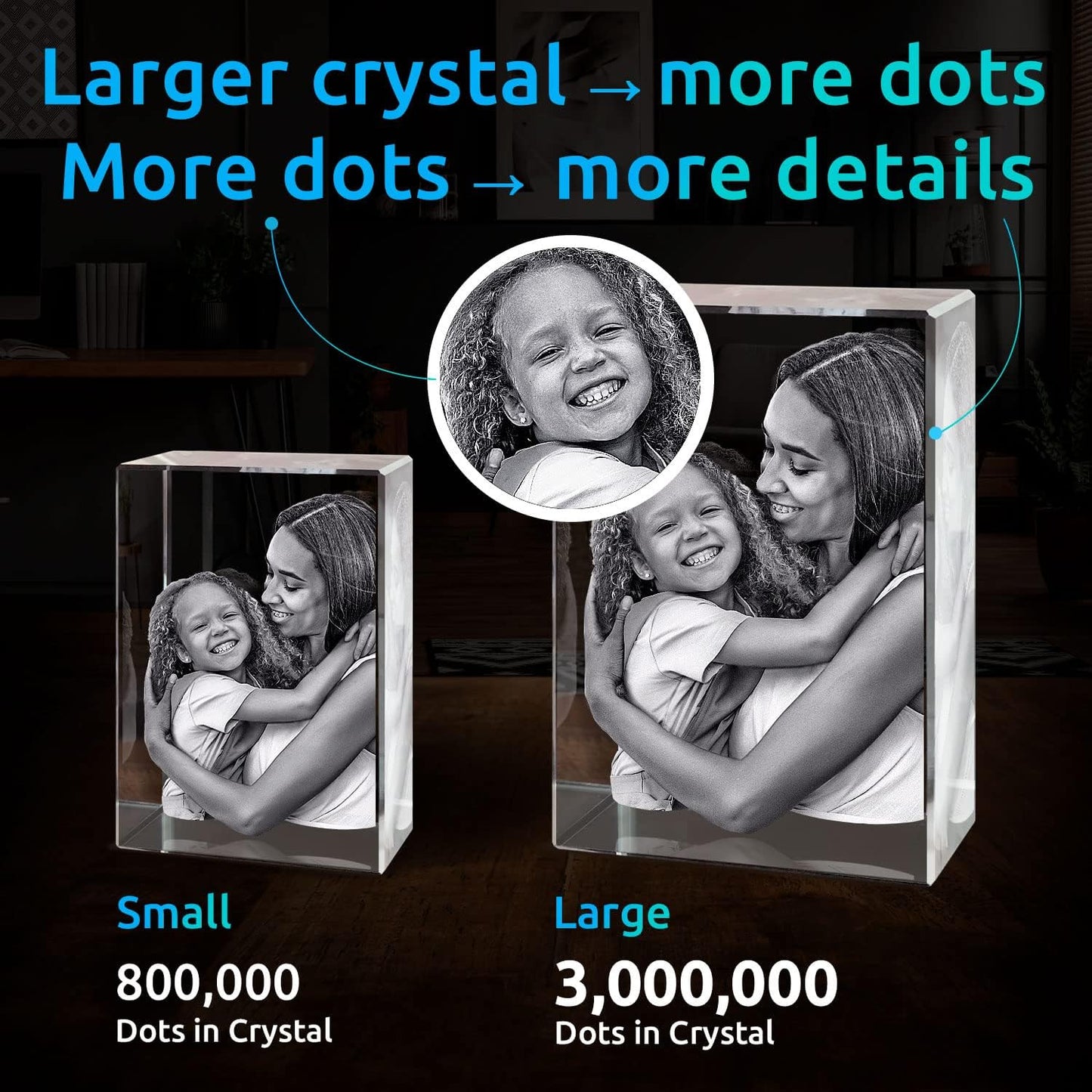 ArtPix 3D Premium Crystal Photo, Personalized Gifts for Women, Wife, Her, Him, Men, Husband, Grandma, Great Customized Gift With Your Own Photo, Custom Glass 3D Laser Etched Picture Wedding