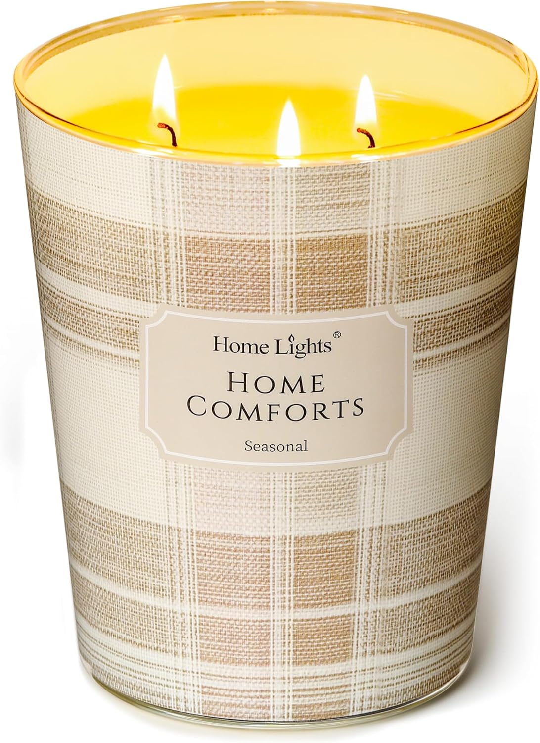 HomeLights Home Comforts Scented Candles | 34oz Soy Candles Rustic Modern 3-Wick Large Candle Jars | Ideal Candle Gifts for Events, Home Decor Stress, Relief & Relaxation