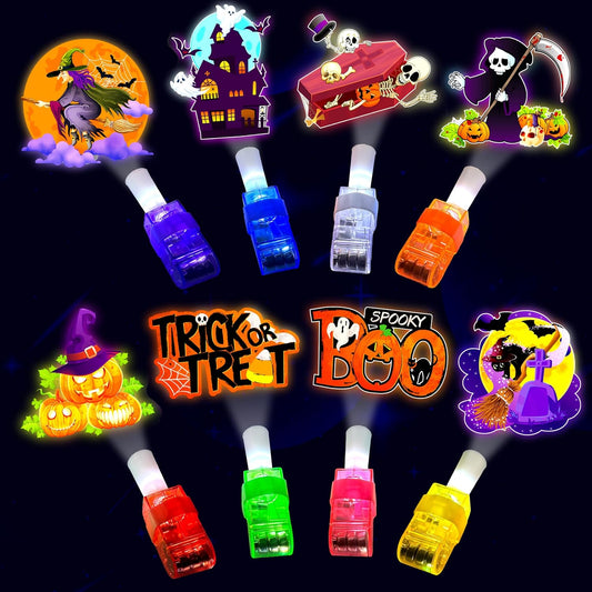 24PCS Halloween Theme Party Favors-LED Finger Lights：Glow-in-the-Dark Light-Up Toys Bulk for Kids Halloween Goodie Bag Fillers Basket Stuffers and Trick or Treat Non Candy Gifts, Classroom Prizes