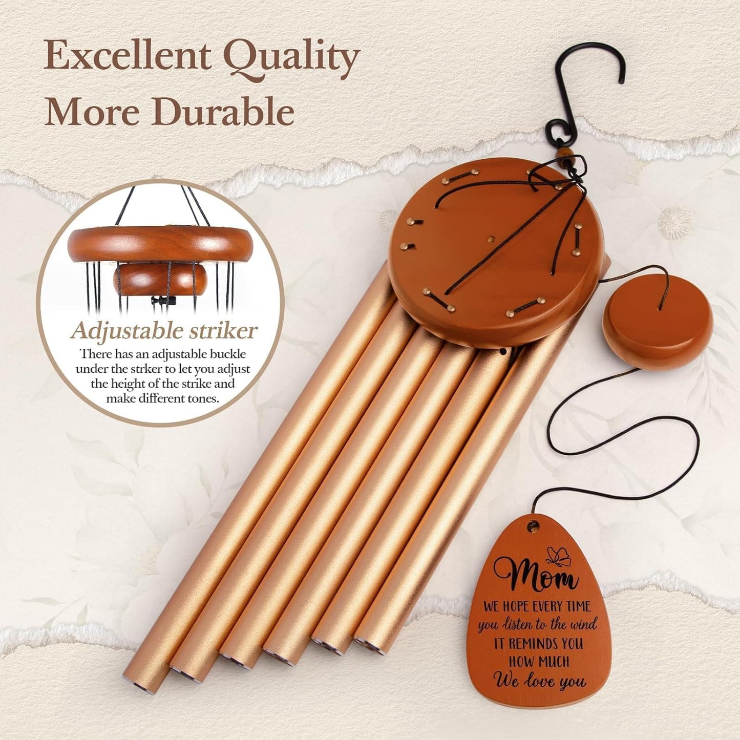 Gifts for Mom, Moms Wind Chimes, Mother’s Day Best Gift for Mom, Mother Birthday Gift from Daughter Son, Love Reminder Gifts for Birthday Thanksgiving Christmas, Large-36''