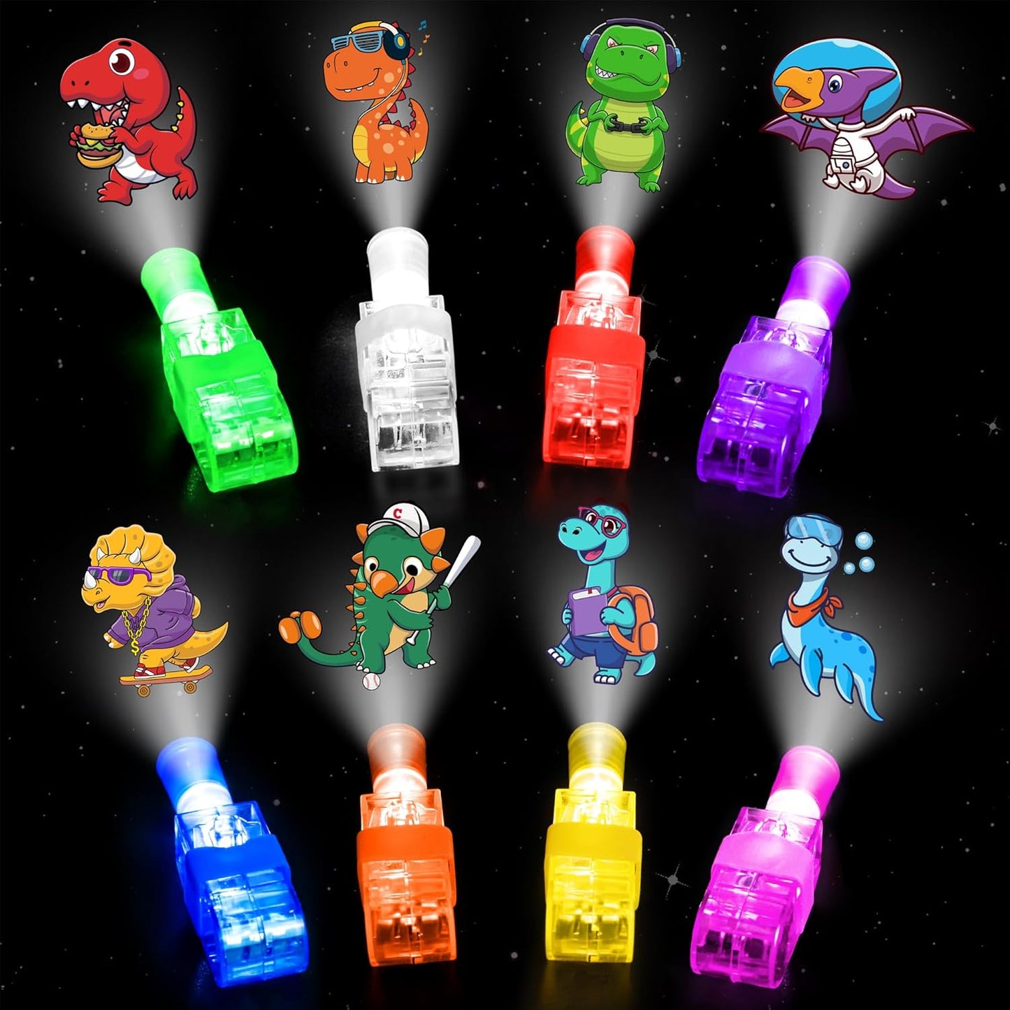 32 Finger Lights Dinosaur Party Favors Birthday Decorations, Goodie Bags Pinata Stocking Stuffers Fillers Dinosaur Toys Bulk Christmas Stuff for Kids 3 4 5 7 Light Up Party Supplies Classroom Prizes