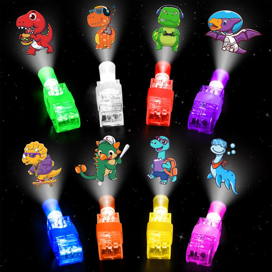 32 Finger Lights Dinosaur Party Favors Birthday Decorations, Goodie Bags Pinata Stocking Stuffers Fillers Dinosaur Toys Bulk Christmas Stuff for Kids 3 4 5 7 Light Up Party Supplies Classroom Prizes