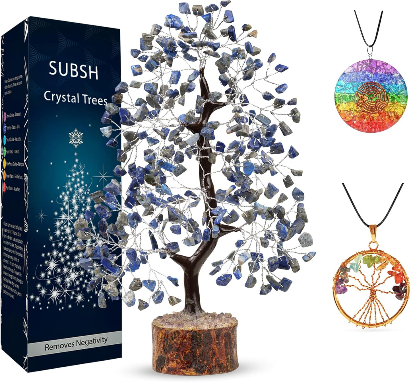 Lapis Lazuli Crystal Tree, Gemstone Tree, Home Decor, Office Desk Decor, Living Room Decor, Bonsai Trees for Positive Energy, Fake Plants, Birthday Gifts for Women, Office Desk Accessories 10-12"