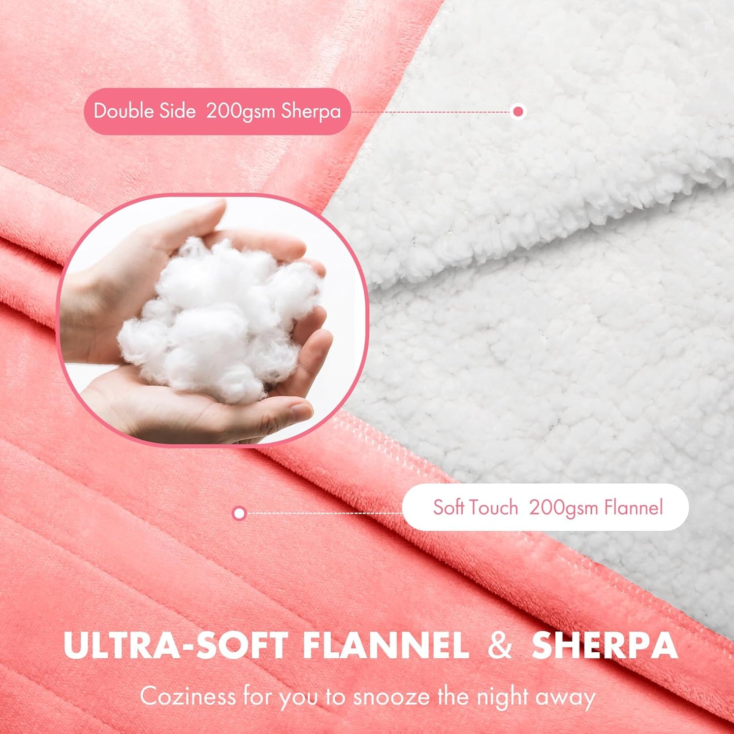 Electric Heated Blanket Twin 62" x 84" - Soft Fuzzy Cozy Flannel Sherpa Electric Blanket with 5 Heating Levels & 10 Hours Auto Off, Heated Blanket for Women and ETL Certified (Pink)