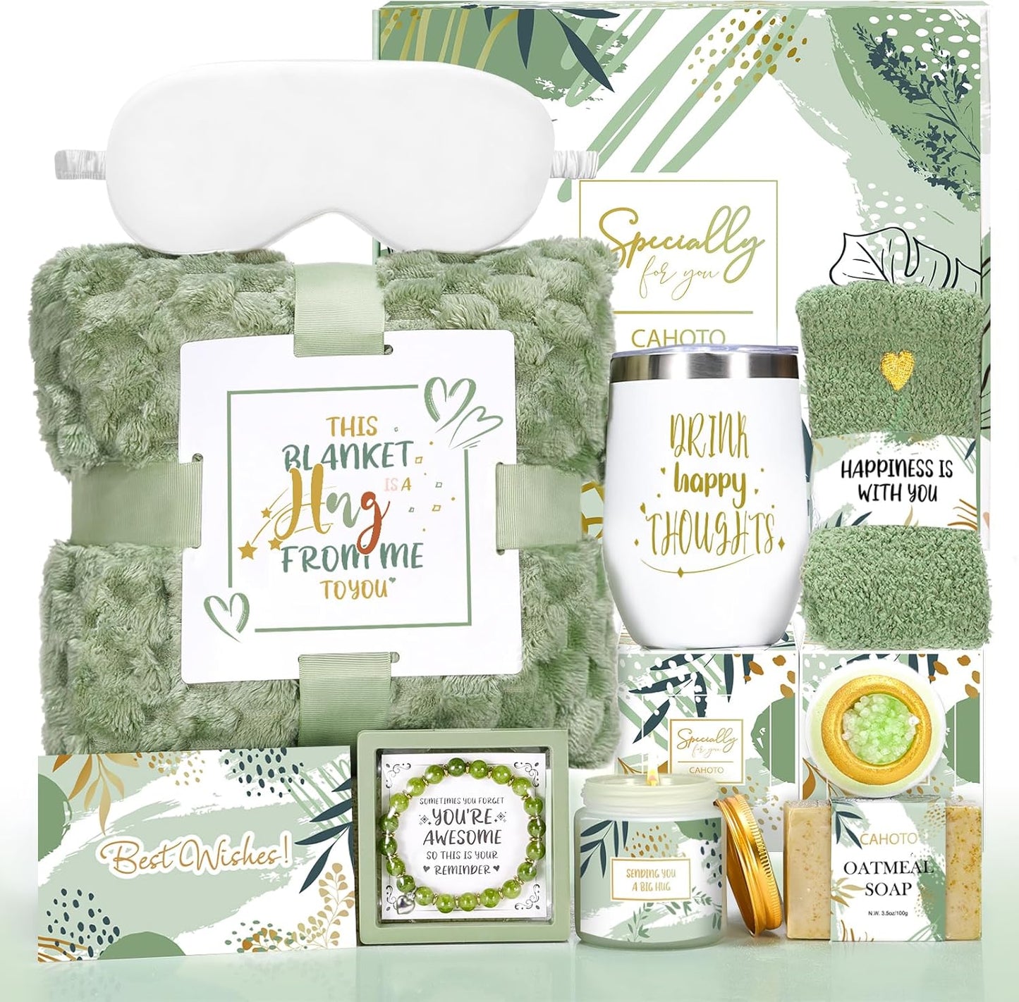 Get Well Soon Gift with Blanket,Self Care Gift basket Birthday Gift for Women, Self Care Relaxing Spa Gift Basket with Blanket, Thinking of You Gift for Mom Wife Sister Best Friend Aunt