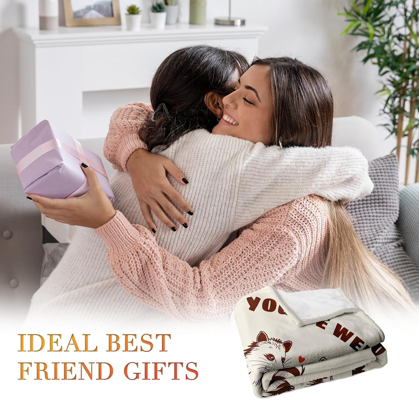 Best Friend Birthday Gifts for Women Friendship, Friendship Gifts for Best Friend Women, Cozy Best Friends Throw Blanket, Cute Raccoon and Opossum Blanket 60"x50"