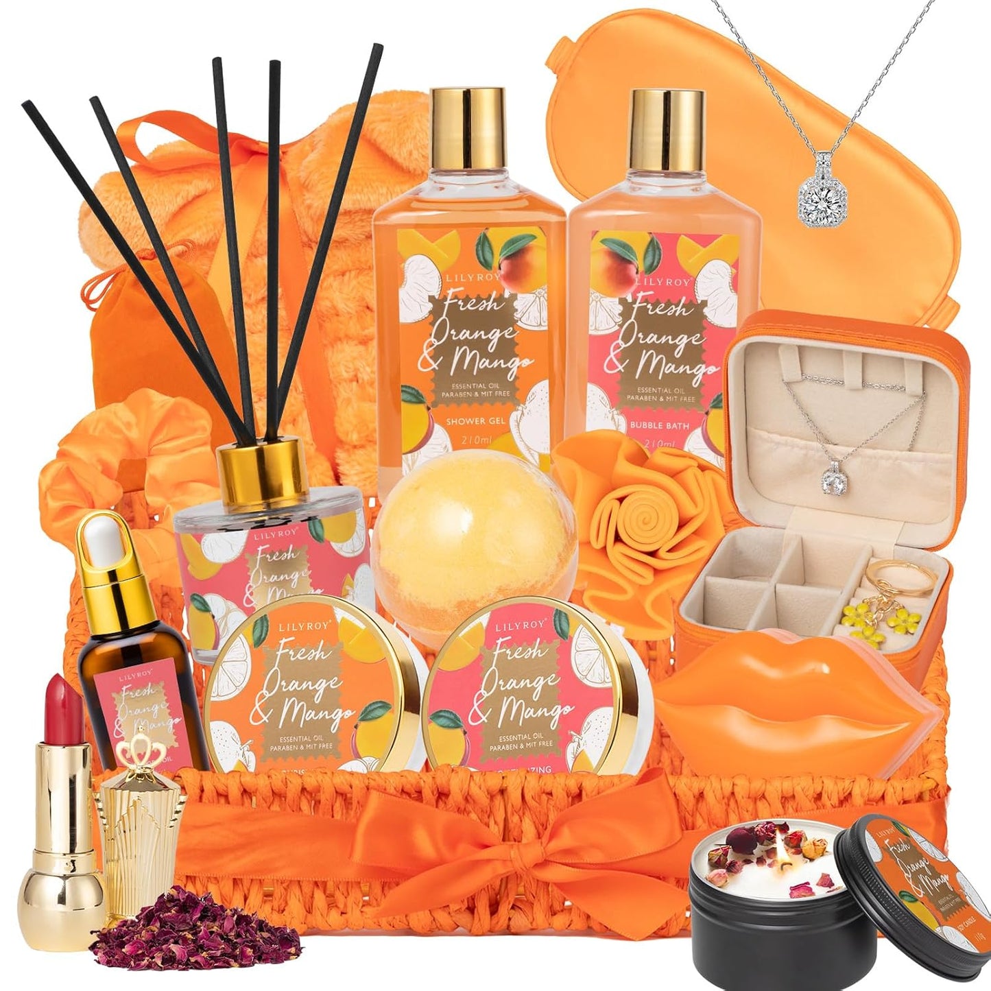 Mothers Day Gifts for Mom - 23-Piece Bath & Body Gift Basket Set for Women, Bath Gift Set, Spa Gift Basket Set with Bath Bomb & More | Christmas Valentine's Birthday Gifts, All Occasion Present