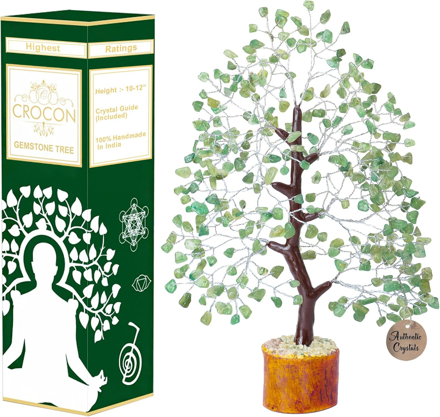 Green Jade Crystals Tree of Life Decor for Shelf Healing Crystals Spiritual Gift Sage Green Office & Room Decor House Warming Gifts New Home Decor Feng Shui Birthday Gifts for Women & Men