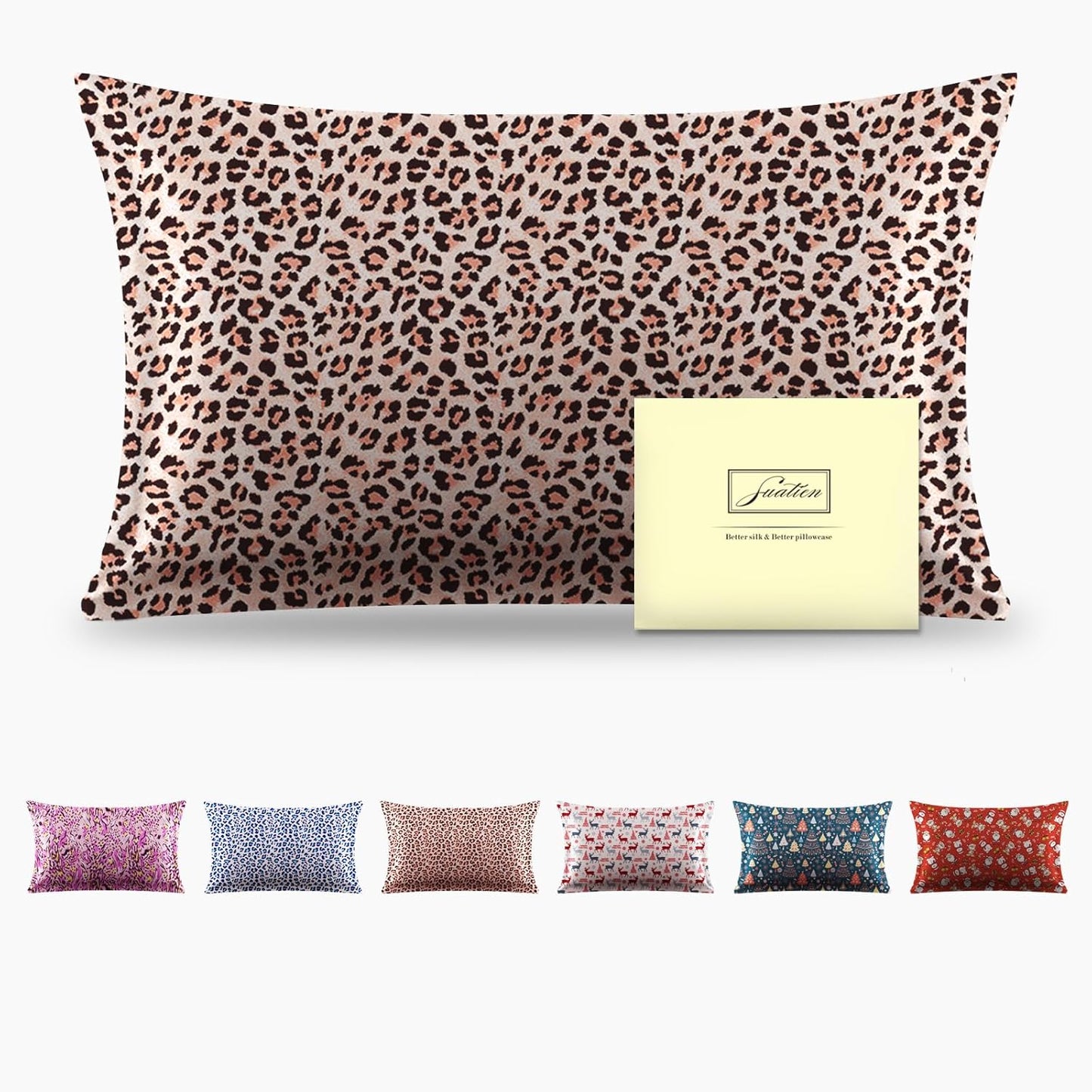 Mulberry Silk Pillowcase for Hair and Skin Standard Size Leopard Print Silk Pillow Cases with Zipper Soft Breathable Smooth Cooling Silk Pillow Covers for Sleeping (Taupe Leopard,20"X 26",1Pcs)