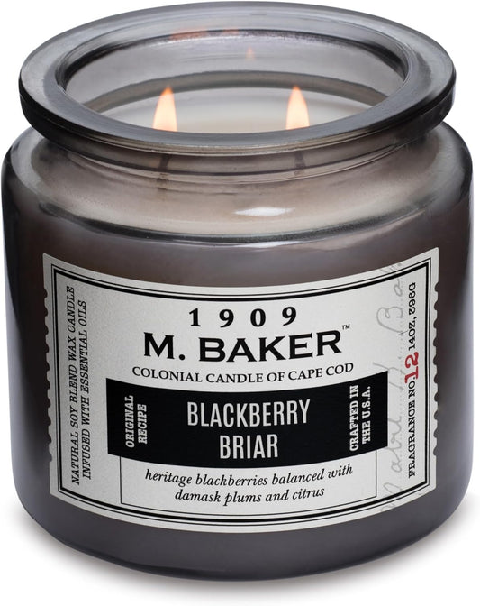 Colonial Candle BlackBerry Briar Scented Jar Candle | 2-Wick Natural Soy Blend Wax Candle for Home | Relaxing Aromatherapy Candle Infused with Essential Oils | M. Baker Apothecary Glass Jar Candle