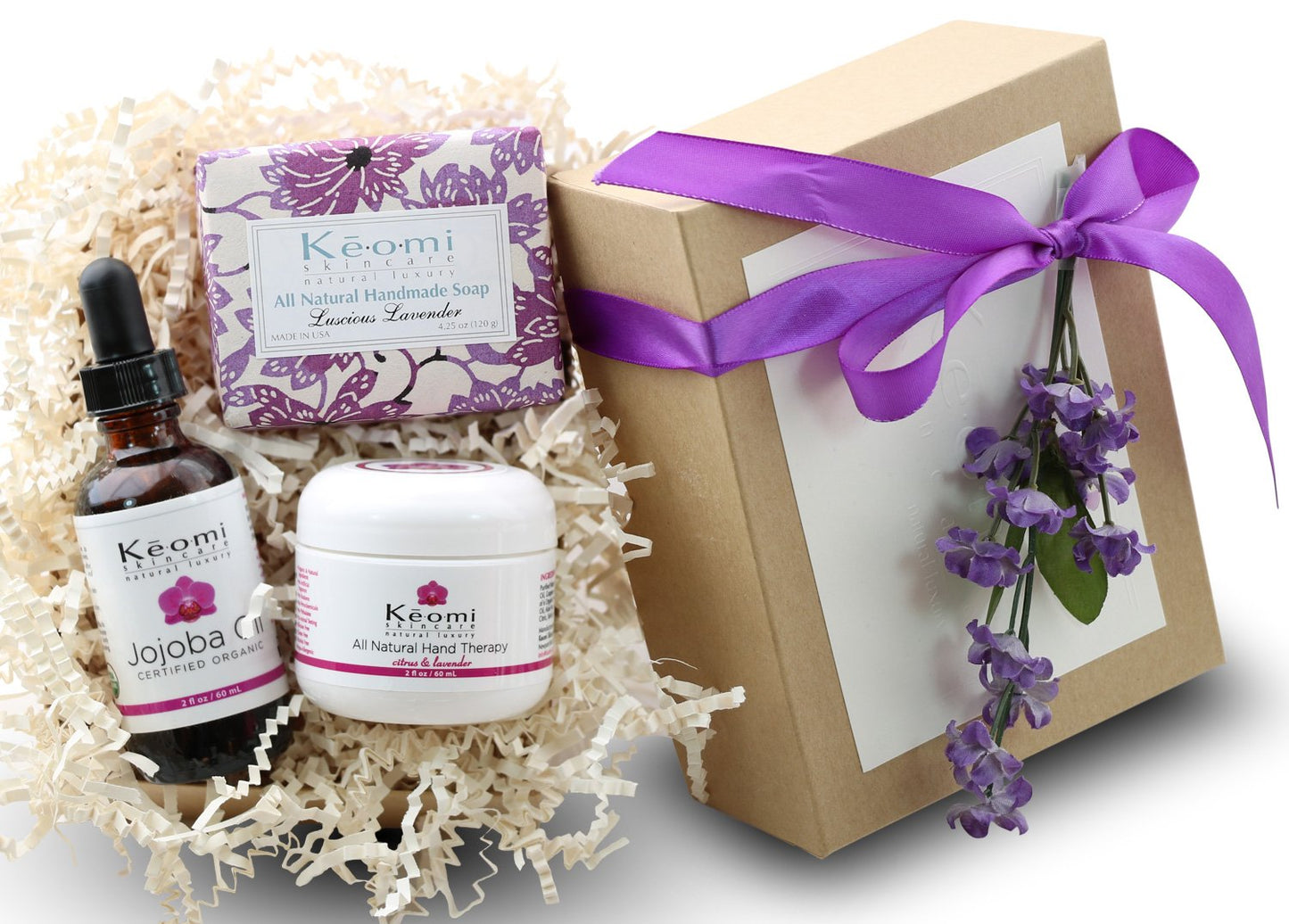 Lavender Organic Handmade Bath and Body Gift Set - by Keomi Naturals - Pamper Them with All Natural Luxury - Beautifully Packaged Ready to Give