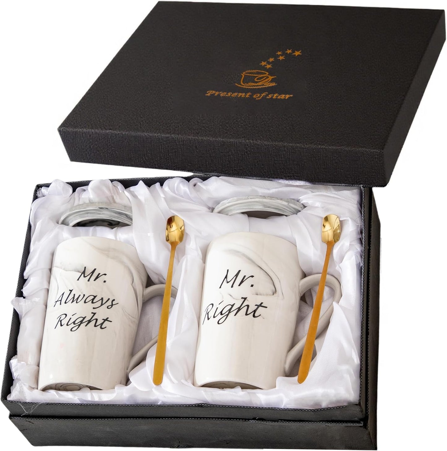 Mr and Mr Coffee Mugs Wedding Gifts for Grooms Gift for Gay Couples Engagement Wedding and Married Couples Anniversary Valentine's Day Gifts Ceramic Marble Cups