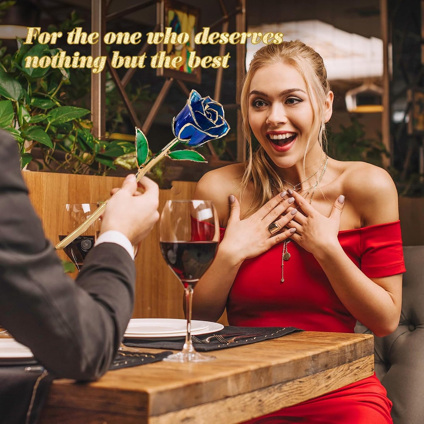 Mikasol Real 24K Gold Dipped Realistic Rose – Timeless Lifelike Bloom with Heart Puzzle Base – Romantic Blue Flower Gift for Her, Wife, Girlfriend, Mom – Birthday, Anniversary, Mother’s Day (Blue)