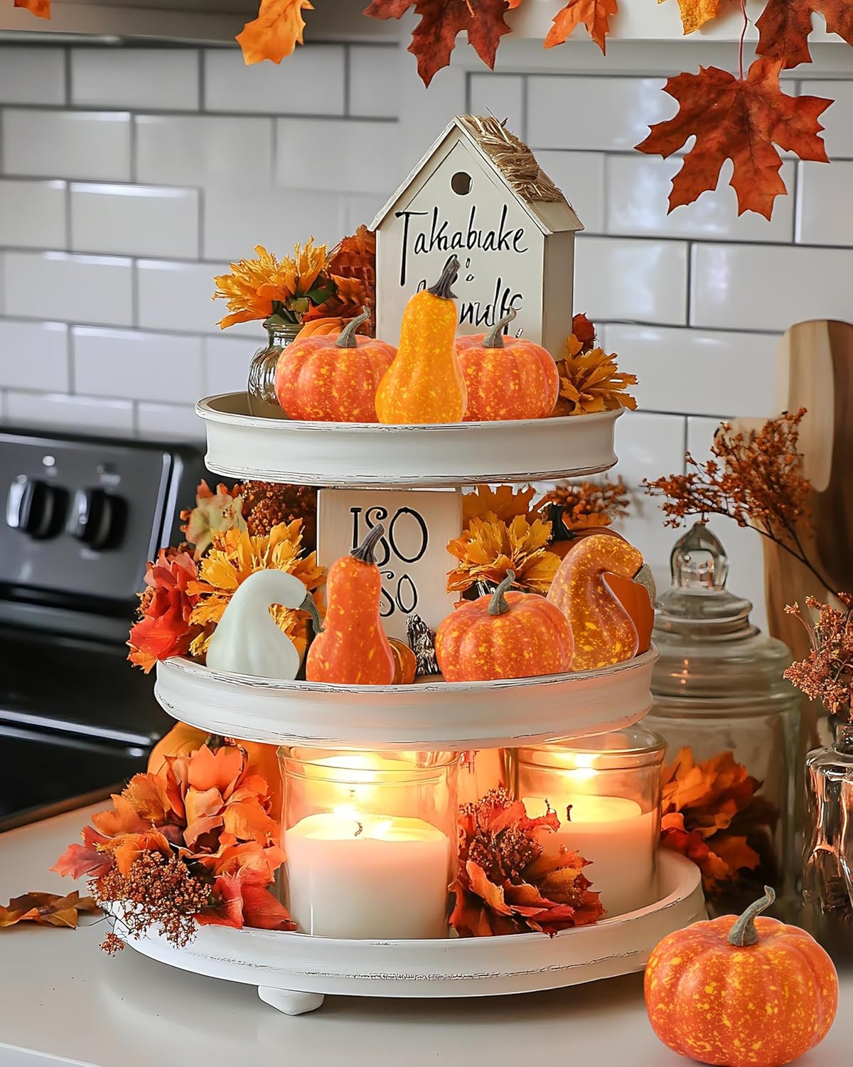DuHouse 18 Pcs Artificial Fruit Fake Mini Pumpkins for Halloween Thanksgiving Fall Home Decor Party Decoration