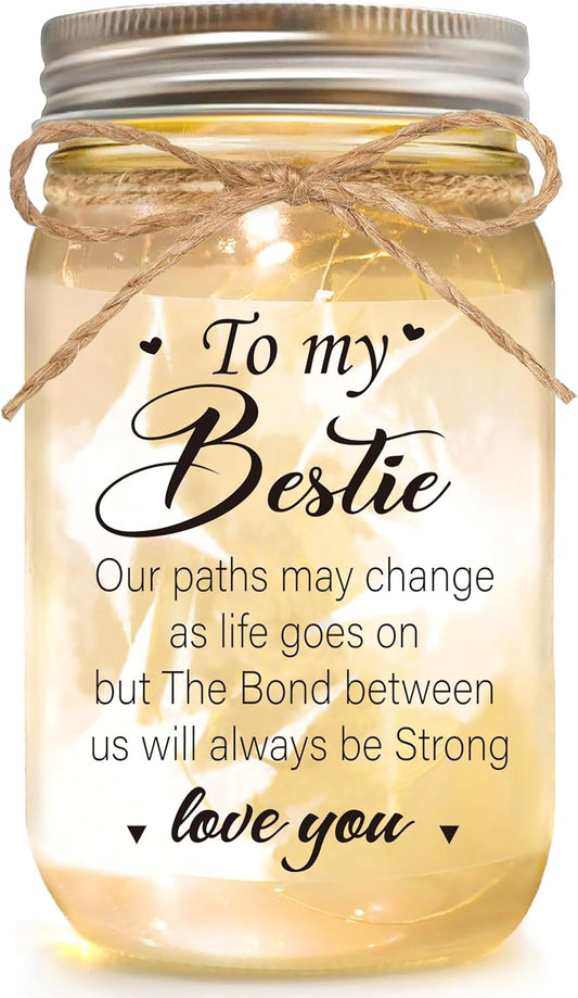 Bestie Gifts for Women Friendship - Mason Jar Night Lights, Gifts for Friends Female, BFF Soul Sister Work Bestie Gifts for Women, Birthday Thankgiving Christmas Gifts,Gift for BFF