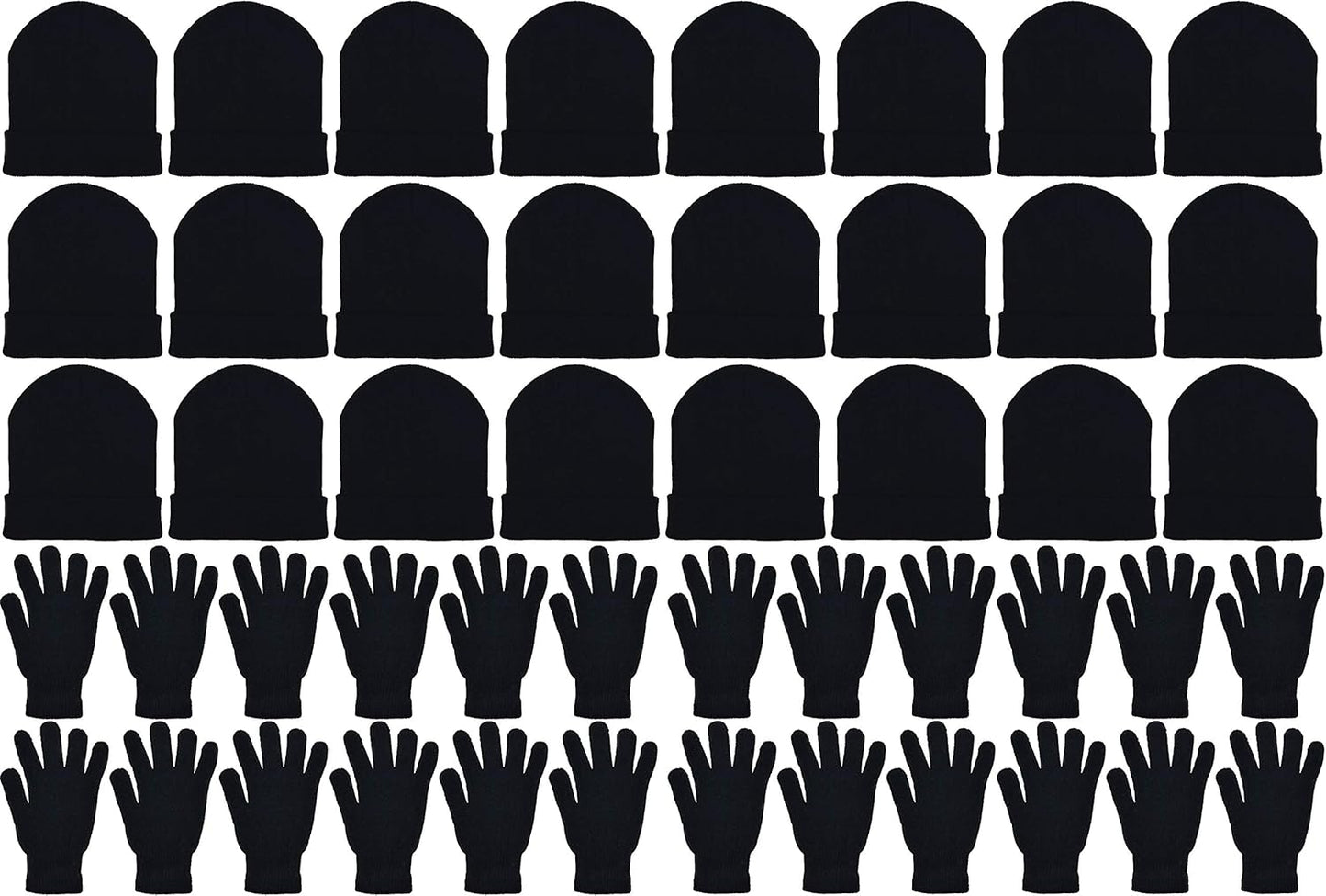 48x Winter Beanies & Gloves Combo Pack, Bulk Pack for Men Women, Warm Cozy Gift