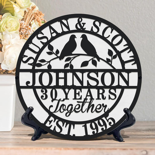 Personalized Christmas Gifts 2025 Best Housewarming Gifts Custom 50th or Any Year Wedding Anniversary Metal Sign Wedding Gifts Personalized Metal Name Signs Monogram Wall Decor