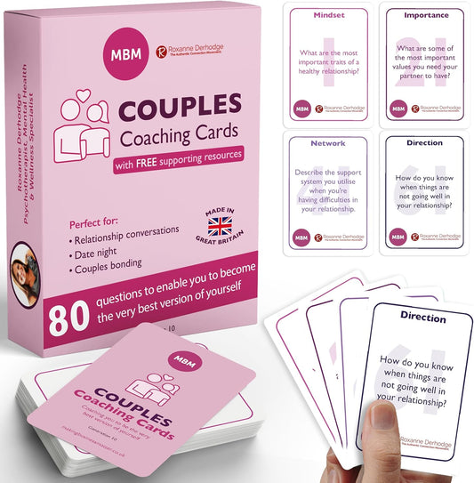 MBM 80 Couples Coaching Cards – Conversation Starters, Intimacy Prompts & Relationship Building Activities | Flash Cards for Date Night, Deeper Connection & Couples Therapy