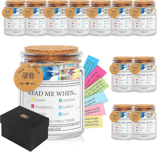 12 Pack Bible Verse Jar,Read Me When Bible Verses Jar for Emotions and Feelings,Church Gift Bulk,Christian Gifts for Women,Religious Graduation Gift,Prayer Hope Jars,Christmas Gifts For Kids